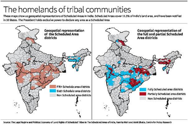 PESA applies to Fifth Schedule Areas in 9 states — primarily tribal regions in central and eastern India